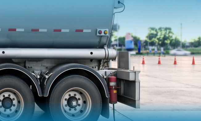 petroleum tanker truck at loading station