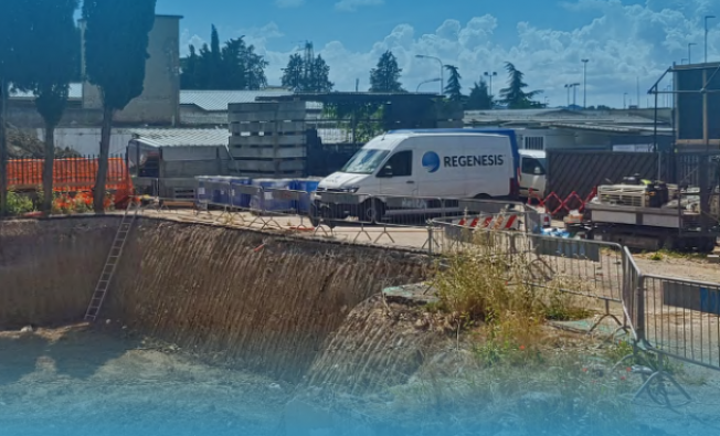chlorinated plume permeable reactive barrier remediation site